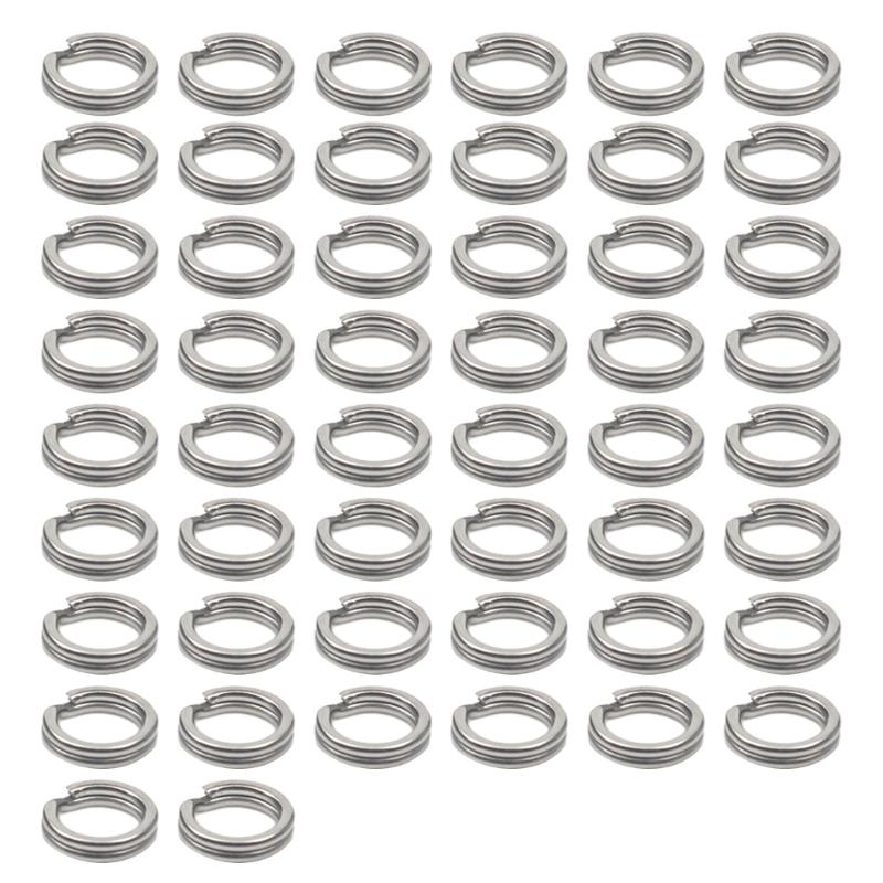 50Pcs Split Rings Assorted Fishing Split Rings Stainless Fishing Tackle Rings