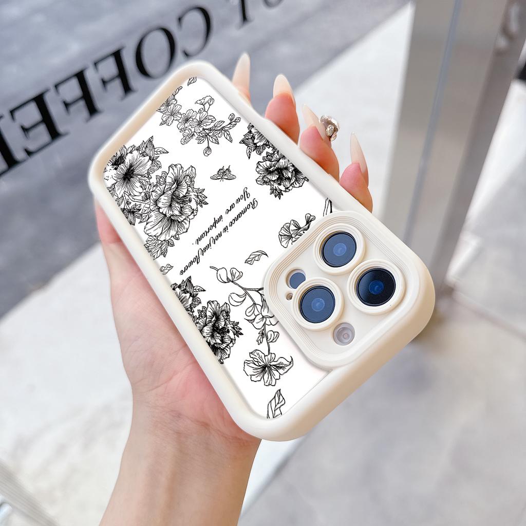 Line flower Pattern Soft TPU Phone Case for iPhone 17 Air 16 15 14 Pro Max Plus 13 12 Mini 8 7 X Xs Back Cover