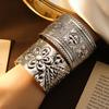 Bohemian Ethnic Style Tibetan Bracelet, High-end Ancient Silver Open Bracelet, Personalized Trendy Cool Arm Ring Jewelry.