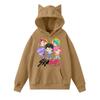 Damemote Casual Langermet trykt Rundhals hettegenser Pullover Topp med lommer