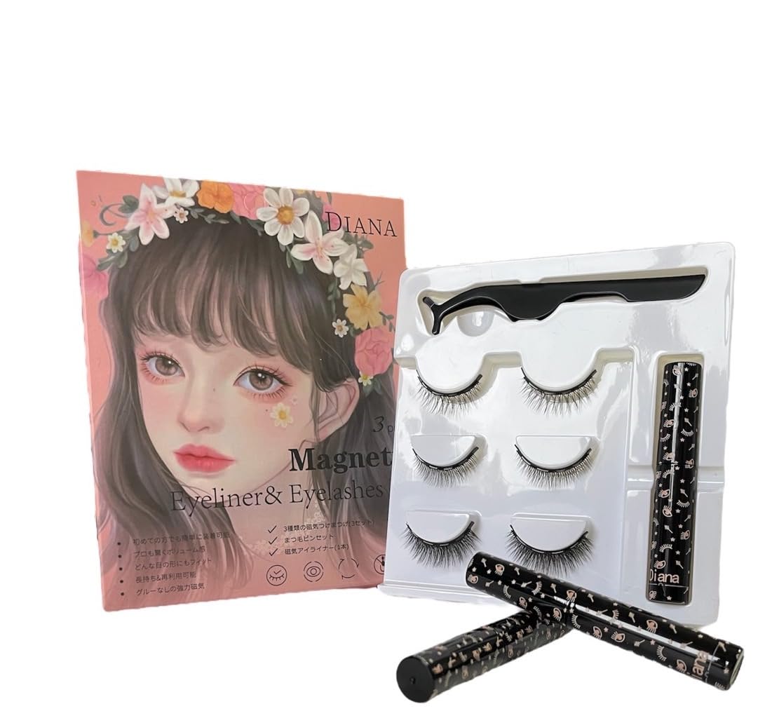 

DIANA Magnetic Eyelashes Kit (3 types included) - Sweat and Water Resistant - Favorite of Professional Dancers [Magnetic Eyelashes, Eyelash