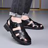Men's Trendy Retro Style Leather Slip-on Sandals - Breathable, Lightweight, Thick Sole with Buckle