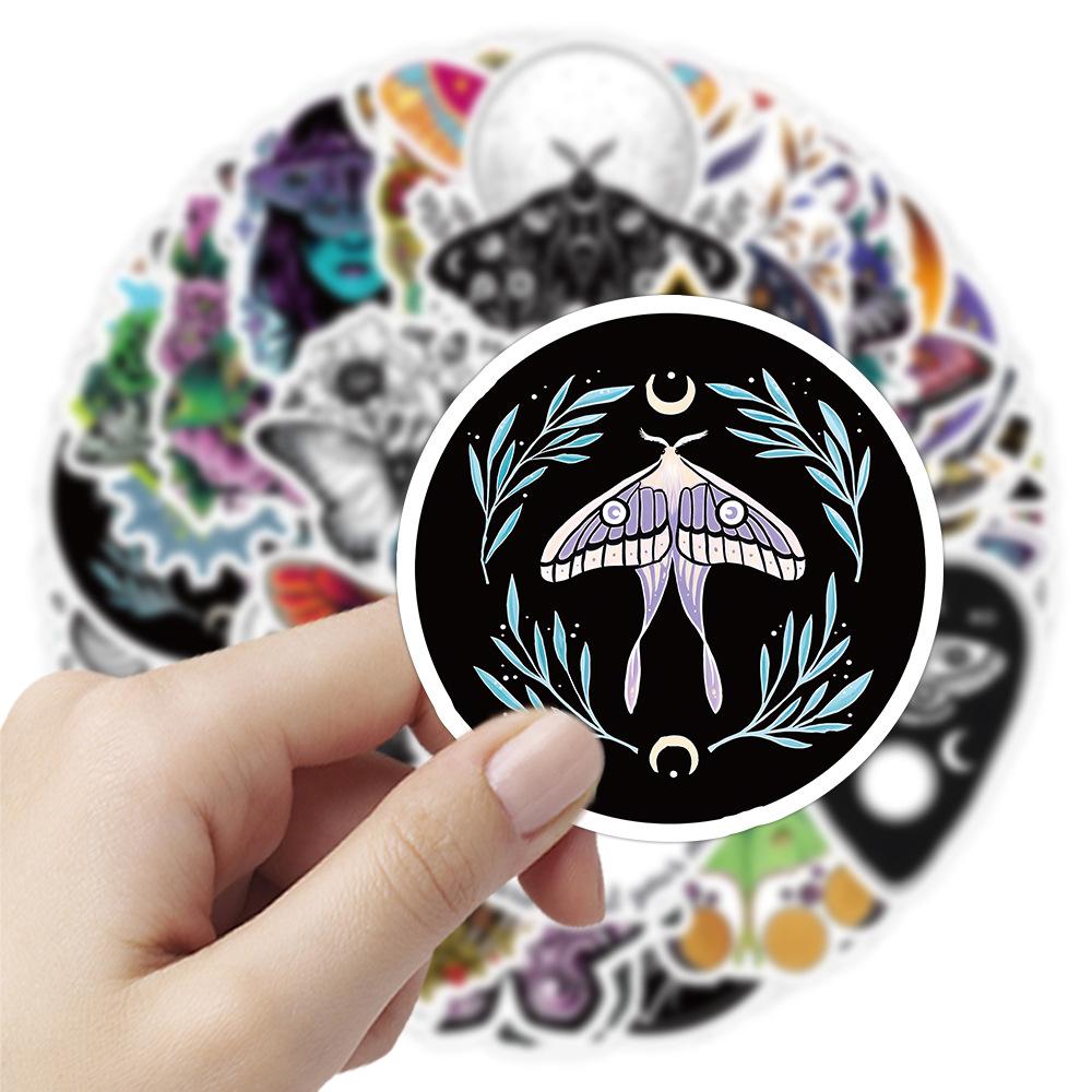 10/50 pegatinas Retro de mariposa fantasma, pegatinas de grafiti de polillas para equipaje DIY, portátil, monopatín, motocicleta, pegatinas para bicicleta