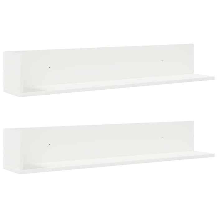 VidaXL Étagères murales 2 pcs blanc 100x16,5x16,5 cm bois d'ingénierie, étagère flottante, étagère suspendue, étagère murale 860040