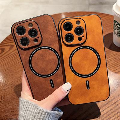 Leather For Magsafe Magnetic Case For iPhone 16 15 Pro Max 14 13 12 11 XR XS X  Wireless Charge Silicone Camera Protection Cover