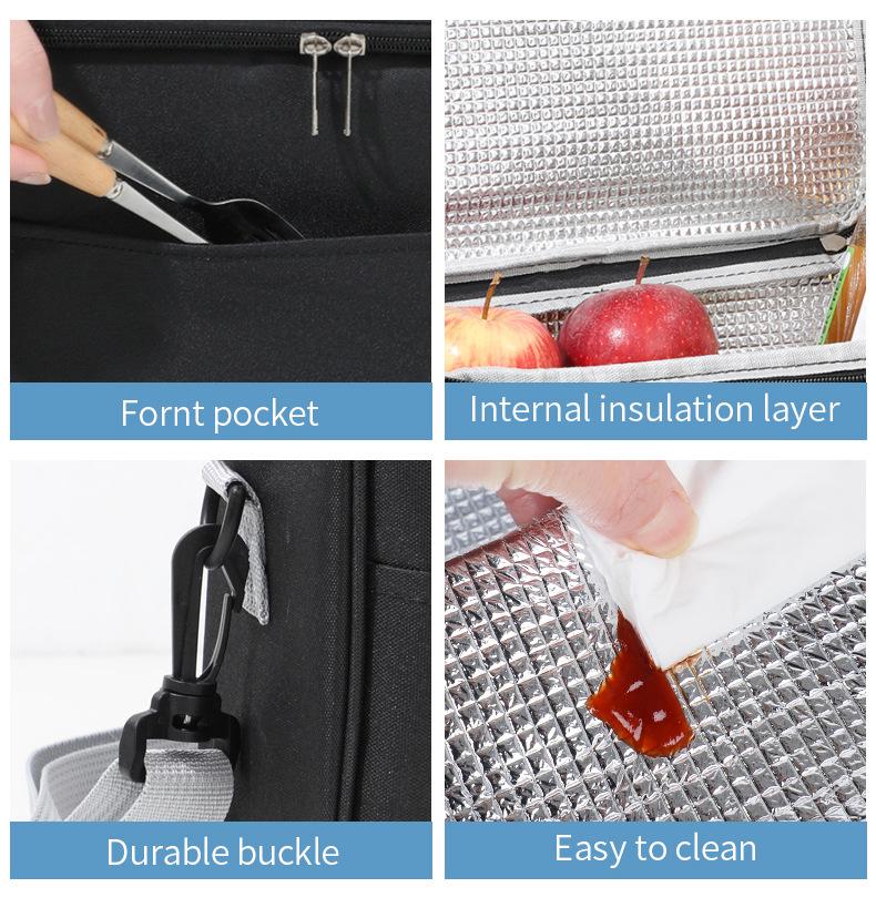 Izolovaná taška na oběd Bento s velkou kapacitou - Vodotěsná, silná, podšívka z hliníkové fólie pro pikniky