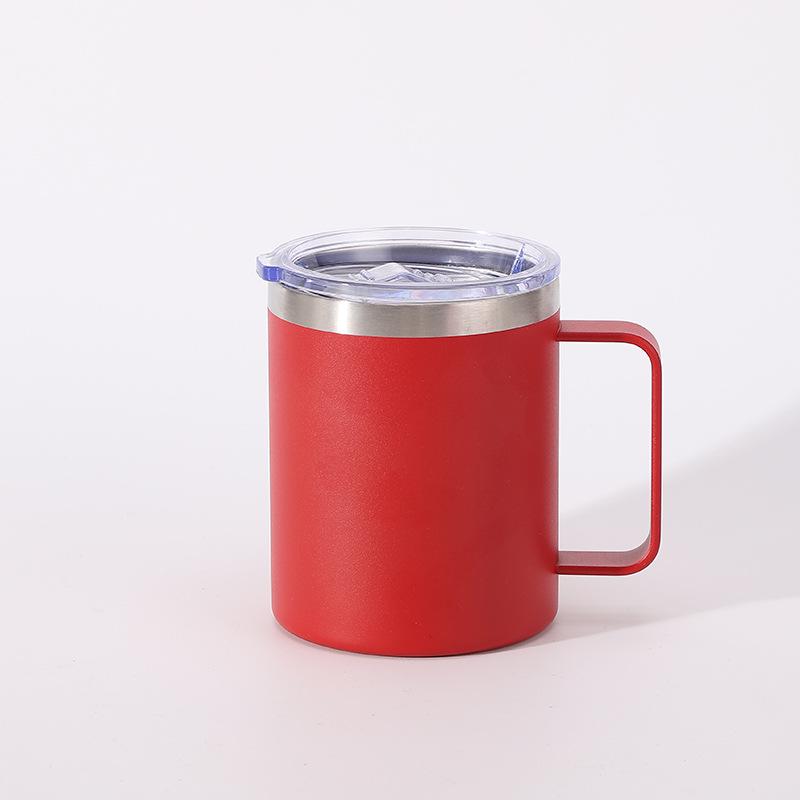12oz Stainless Steel Vacuum Insulated Tumbler with Transparent Lid and Handle