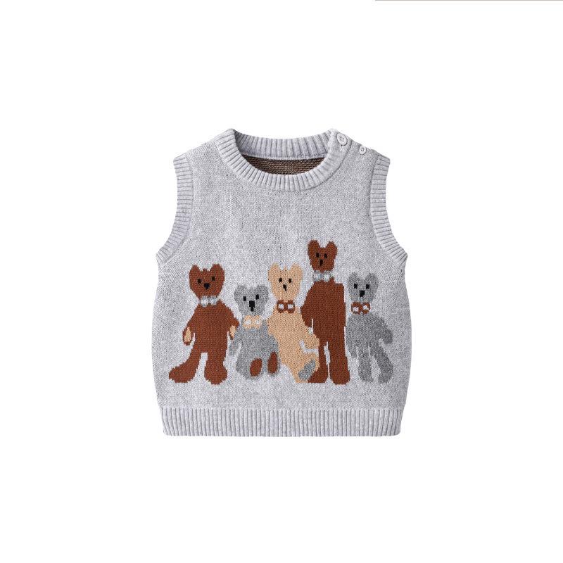 Double-Layer Knit Baby Vest - Warm Round Neck Outerwear for Boys & Girls - Stylish Autumn/Winter