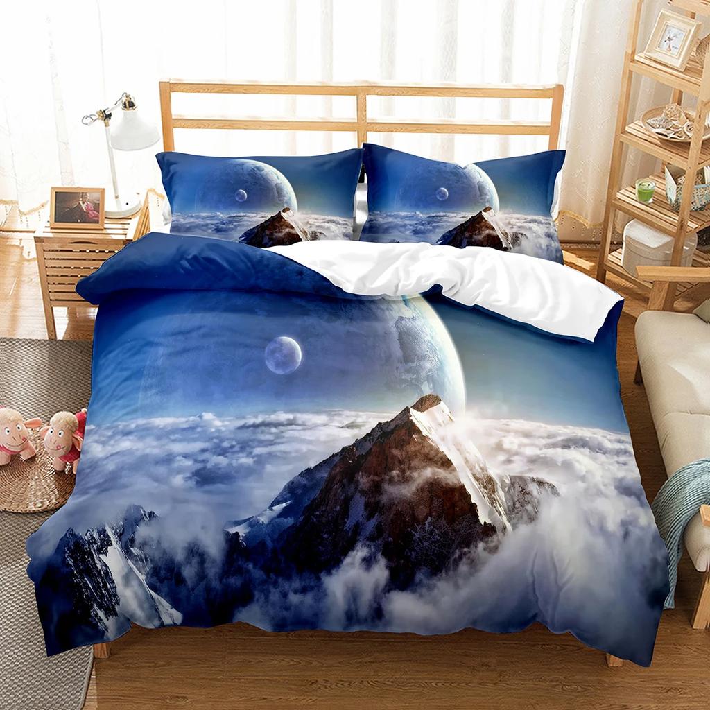 Comforter Enceladus Planet King Queen Solar System Bedding Set Rotate Universe Space Polyester Comforter