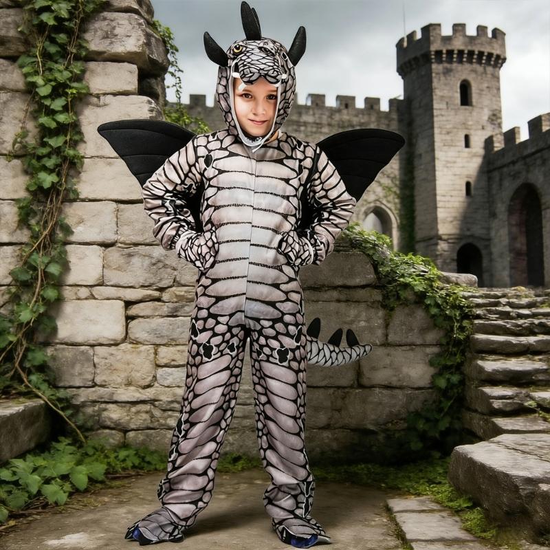 Kids Dinosaur Costume Set For Halloween Parties And School Plays Practical Polyester Fabric Cosplay Outfit