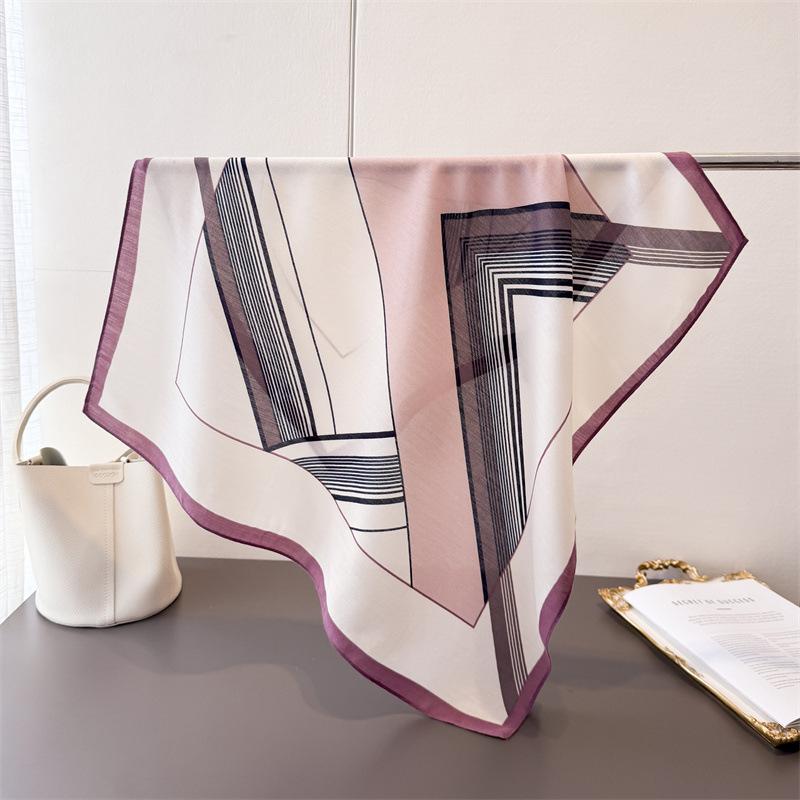 Polka Dot Style Herringbone Pattern Cotton And Linen Small Square Scarf Silk Scarf Imitation Velvet Headscarf Shawl Sun Protection Scarf Women'S Scarf