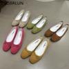 Fashion SUOJIALUN 2025 Spring New Brand Women Flat Shoes Fashion Candy Color Ladies Elegant Boat Shoes Soft Flat Heel Slip On Ballerinas