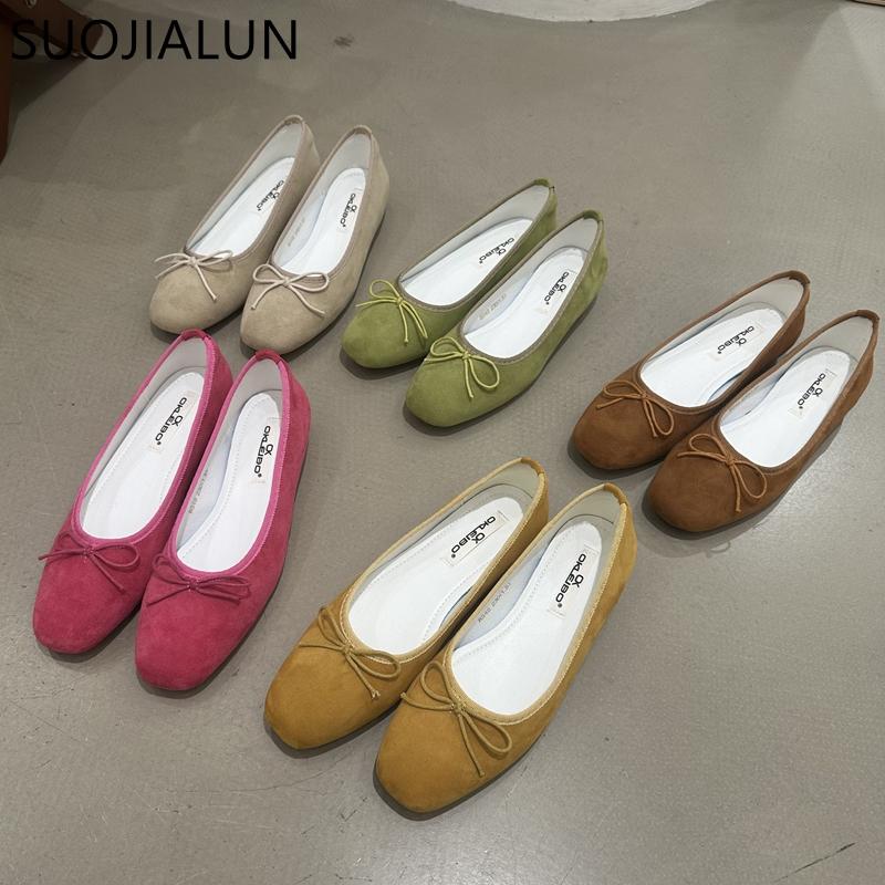 Fashion SUOJIALUN 2025 Spring New Brand Women Flat Shoes Fashion Candy Color Ladies Elegant Boat Shoes Soft Flat Heel Slip On Ballerinas