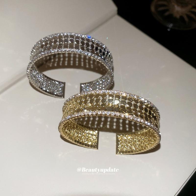 Metal super flash zircon multi-layer open bracelet fashion versatile temperament bracelet niche design jewelry