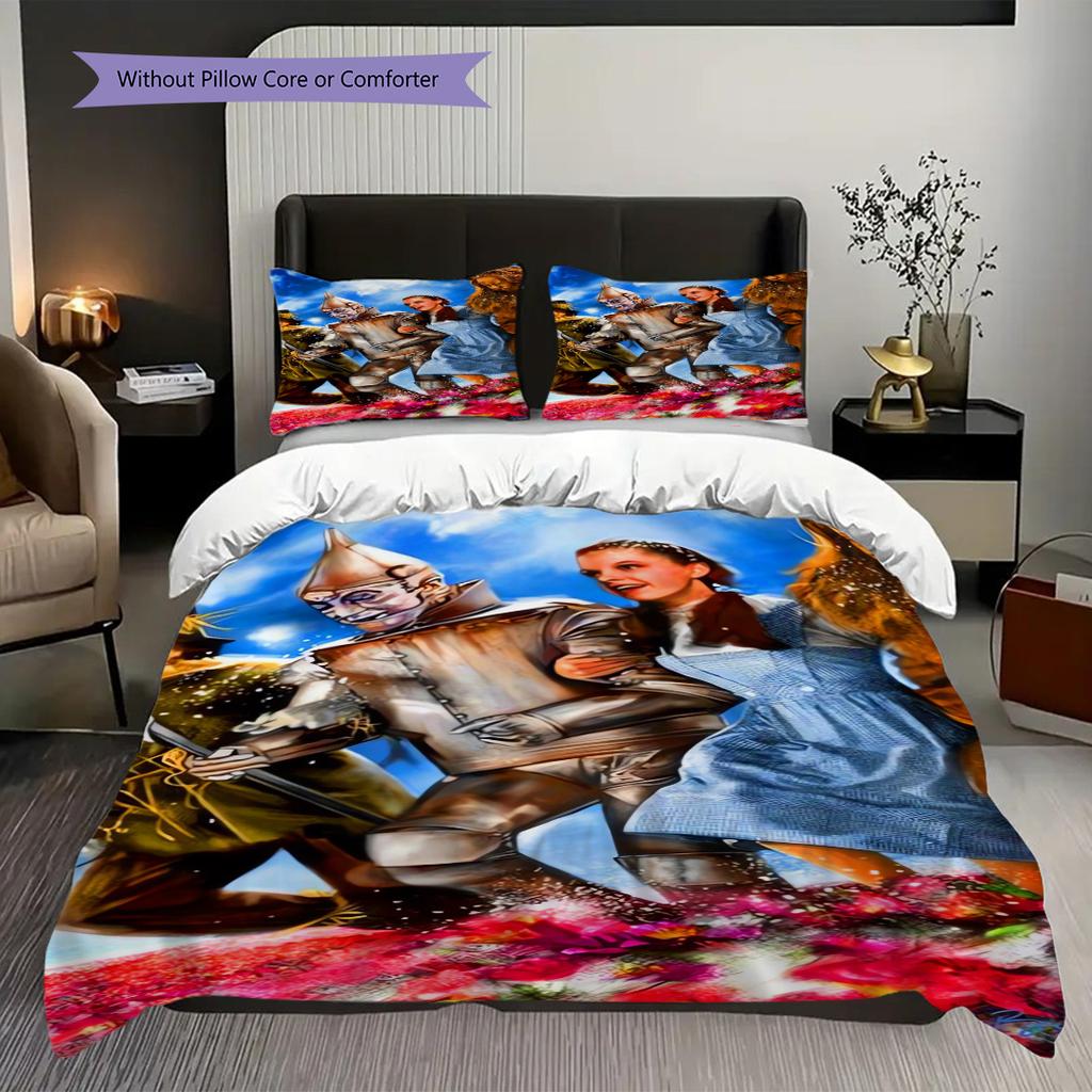 Fantasy Magic Adventure Three-piece set (1 * duvet cover + 2 * pillowcase, without core) 2D Flat Bedding set Christmas birthday gift