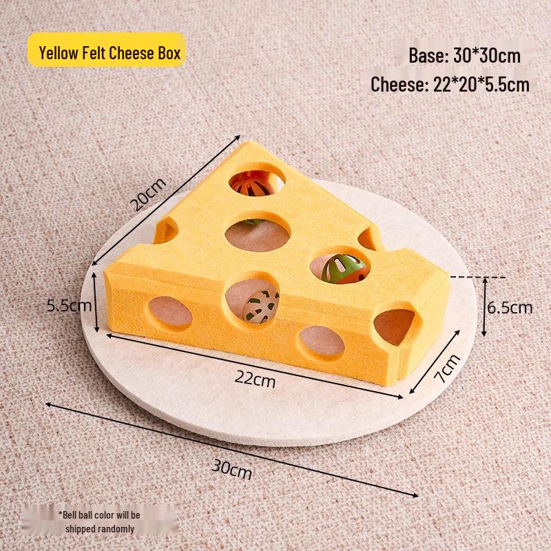 

Creative Cat Teaser Stick with Felt Cheese, Bell Ball, and Kitten Toy for Self-Entertainment and Stress Relief 22x20x5.5 cm