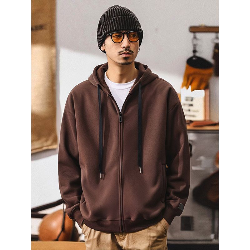 520G Heavy Weight Stiff American Hooded Knit Cardigan Sweatshirt Men's Autumn and Winter Fleece-lined Thickened Export Men's Clothing Outwear