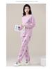 Women's Korean-Style Pure Cotton Printed Long Sleeve Pajama Set for Autumn/Spring
