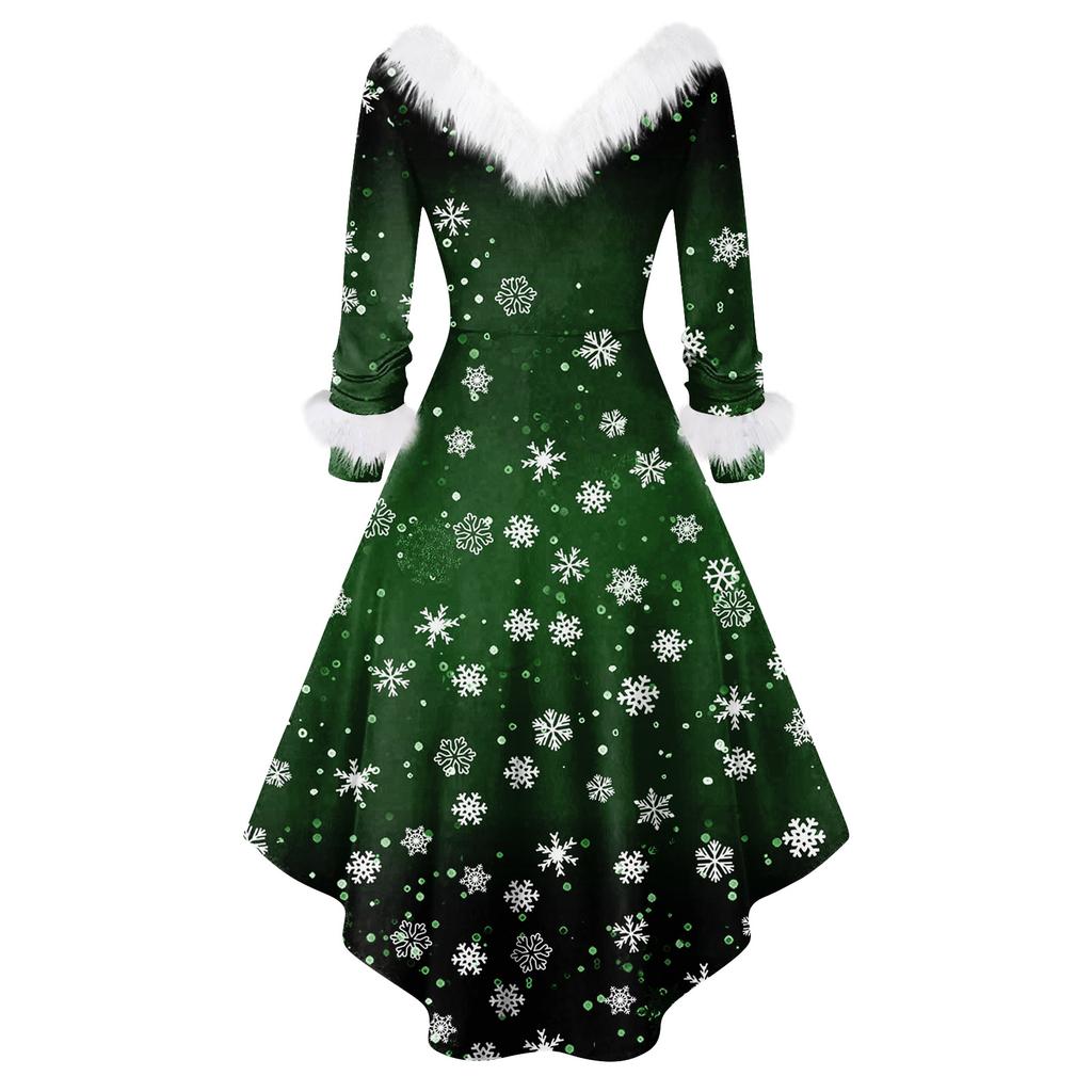Christmas Party Printed Dresses For Women Vintage Christmas Midi Dress Casual Dresses Cocktail Dress Party Festive Dresses