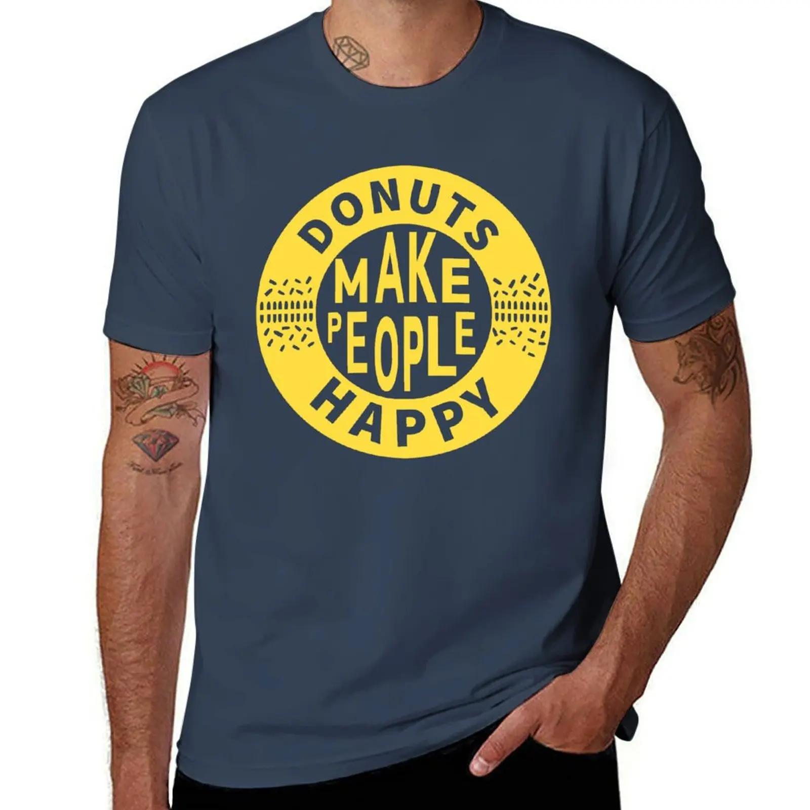 

Donuts Make People Happy Somebody Somewhere TShirt oversizeds football t shirt men clothing 2025 new model S