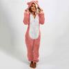 Women's Fashion Fleece-Lined Thickened Fleece Hooded Pyjamas With Zip-Up Onesie