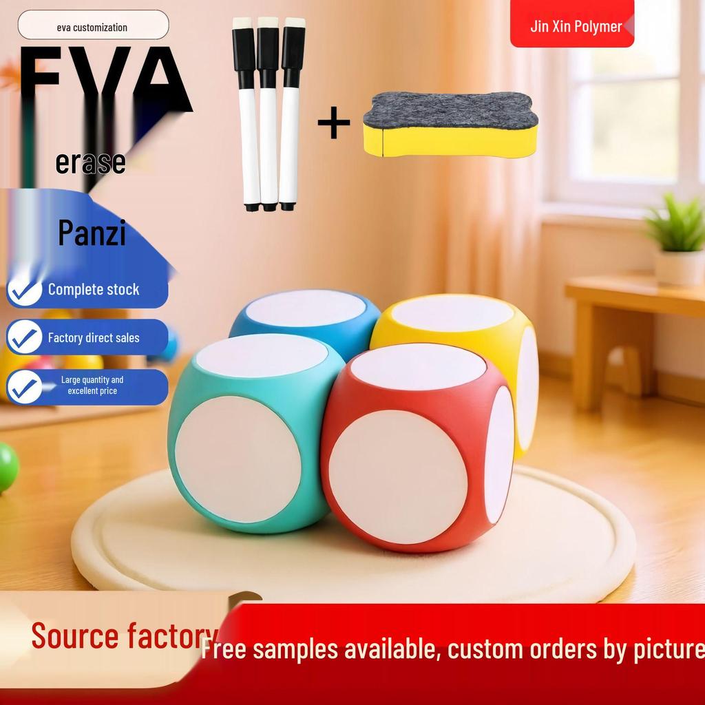 EVA Erasable Dice: Educational Toy with Rounded Corners and Stickers for Classroom Use