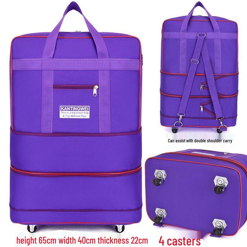 158L Aviation Large Capacity Rolling Travel Bag - Foldable Wheeled Luggage Storage, Oxford Cloth