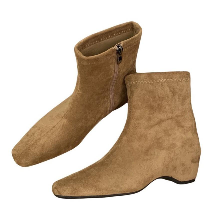 Short boots female inner height increase fairy Chelsea boots new small thin boots fashion Martin boots British style