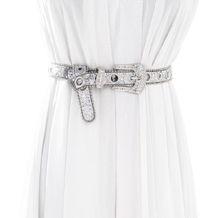 Fashion Adult Rhinestone Belt for Dress Sequins Waist Belt Locomotive Style Belt
