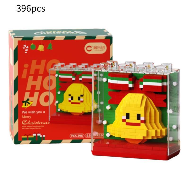 Kreatives Weihnachtsgeschenk Baustein-Set mit Weihnachtsmann und Feiertagsthema