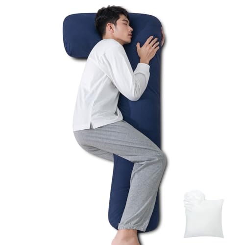 

AngQi Body Pillow for Men, Large Size, Adjustable Height, Includes 300g of Refill Cotton, Suitable for Side Sleepers, Skin-Friendly, Natural Bamboo Fi