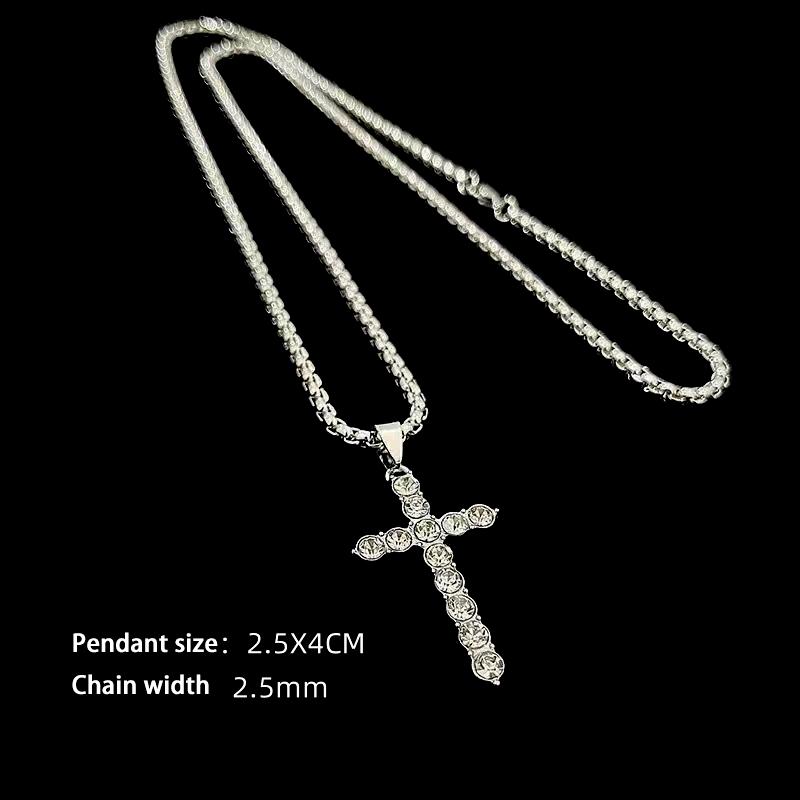Exquisite Shiny Zircon Cross Pendant Necklace For Women Men Versatile Hip-Hop Cross Necklace Party Jewelry Accessories Gifts