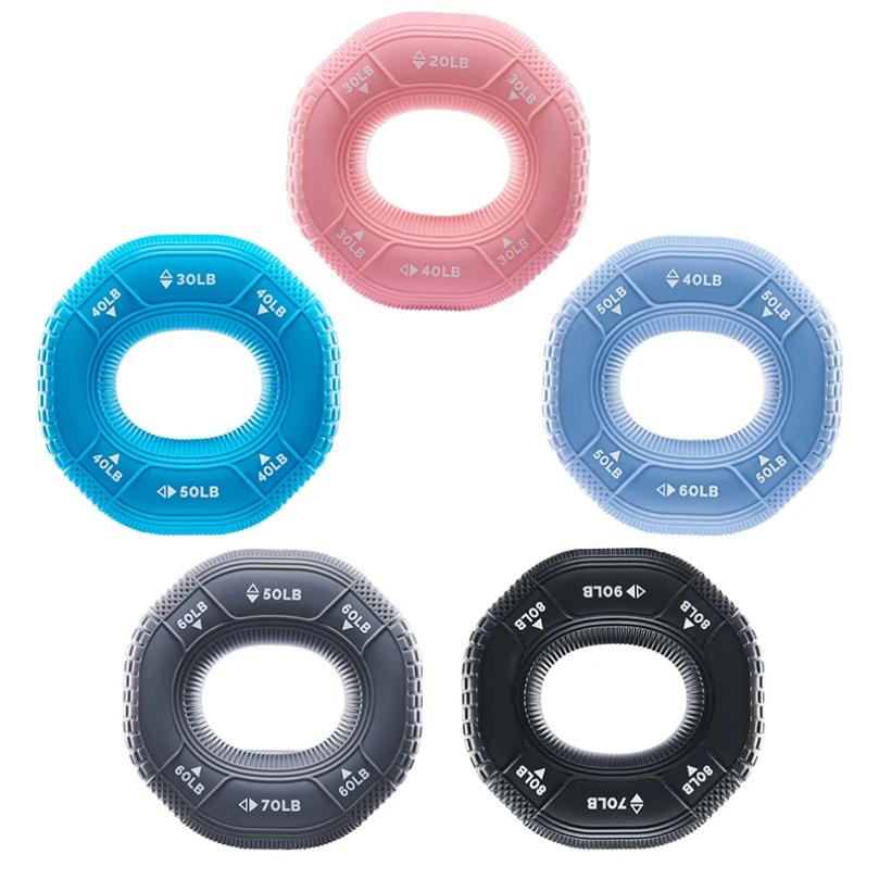 Silicone Adjustable 20-90Lb Hand Grip Arm Strength Exercise Ring Gym Finger Forearm Trainer Carpal Expander