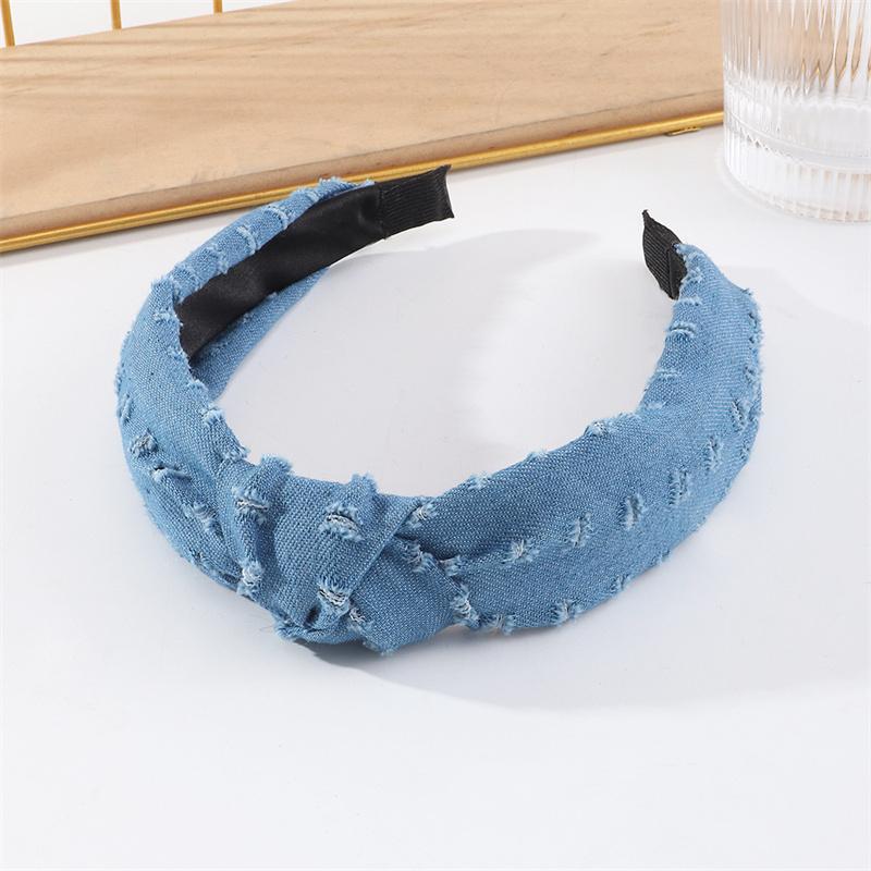 Vintage Kaschu Sternstreifen Print Denimstoff Knoten Haarband für Frauen Mädchen Lässig Shopping Kopfschmuck Einfache Denim Stirnbänder