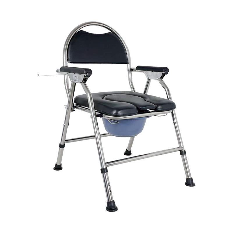 Foldable Stainless Steel Toilet Chair with Backrest for Elderly & Pregnant Women
