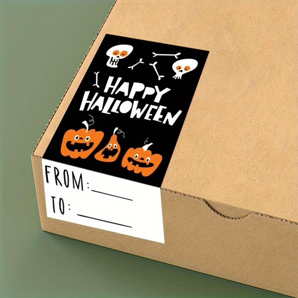 300PCS/Roll Halloween Gift Tags Self Adhesive Funny Festive Stickers for Party Decoration Gift Wrapping Packaging Holiday Labels