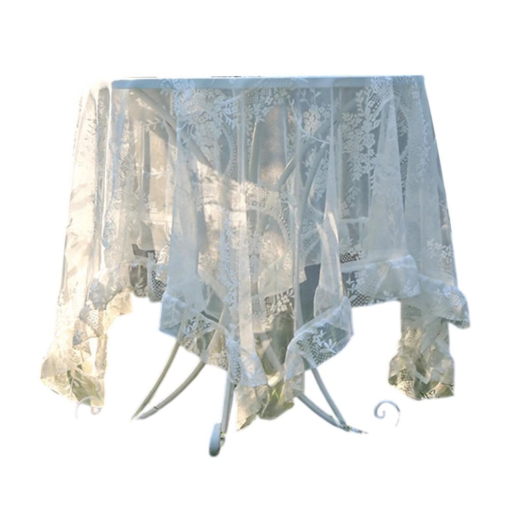 

Charming Lace Trim Lace Tablecloth Rustic Table Decor whiteA