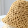 Cappello da Pescatore a Secchiello in Paglia Monocolore da Donna con Protezione per il Viso, Estivo da Spiaggia per Uscite