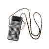 Samsung Zflip7 Black And White Thousand Bird Grid Wallet Mobile Phone Case For 4 Clamshell Folding Screen Messenger Chain Pearl 3
