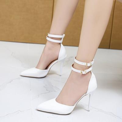 2026 Helle High Heels Damen Sandalen Knöchelriemen mit Schnalle Spitze Zehenspitze Baotou Stiletto Pumps Abgedeckte Ferse Partyschuh