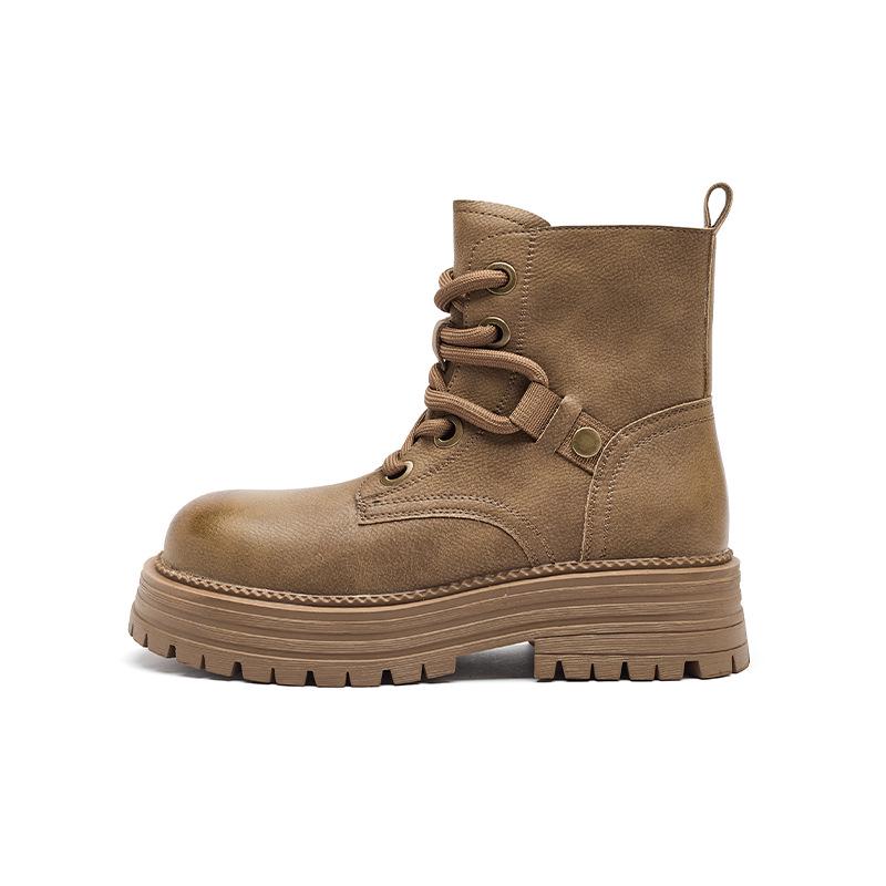 Augusden Damen Retro Martin Stiefel 2025 - Herbst Stiefeletten mit dicken Sohlen, Britischer Stil.