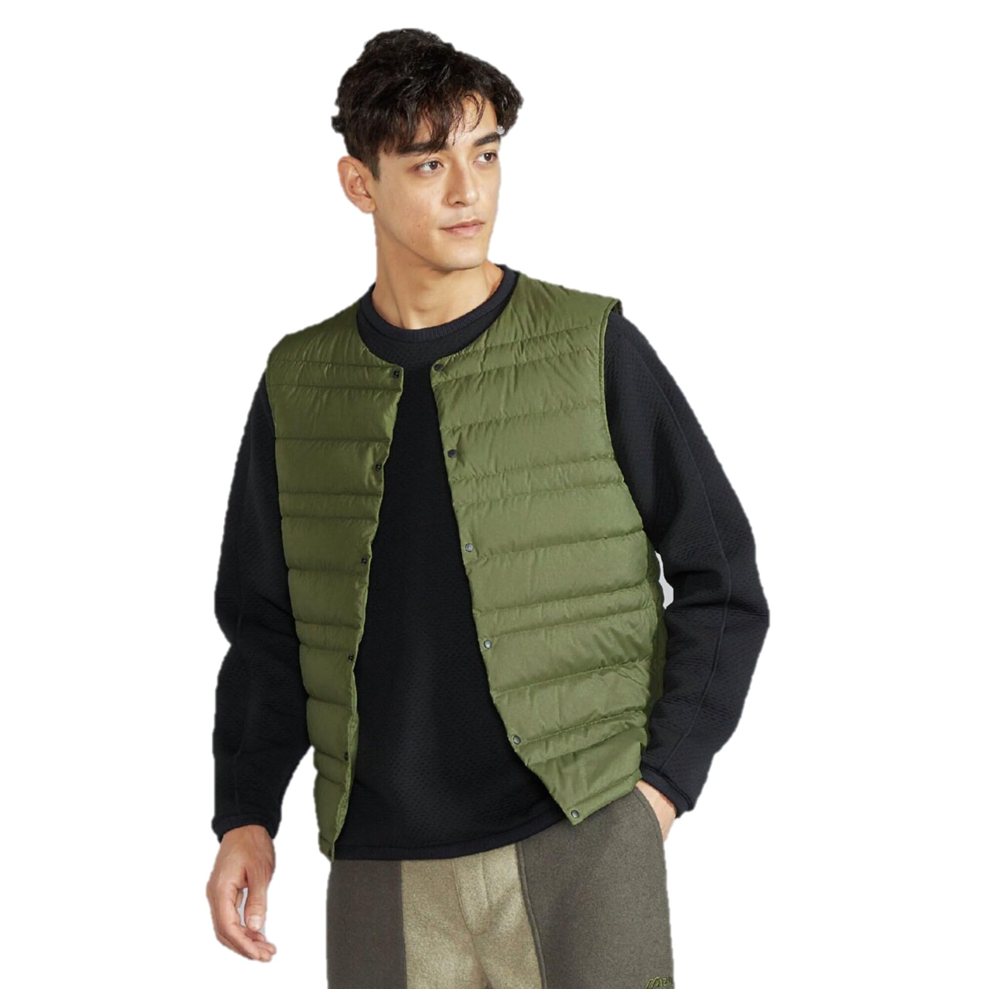 

Mizuno Breath Thermo Compact Down Outdoor Sphagnum B2MEB551 Vest, Heat-Generating Material, Men s Jacket, Green,