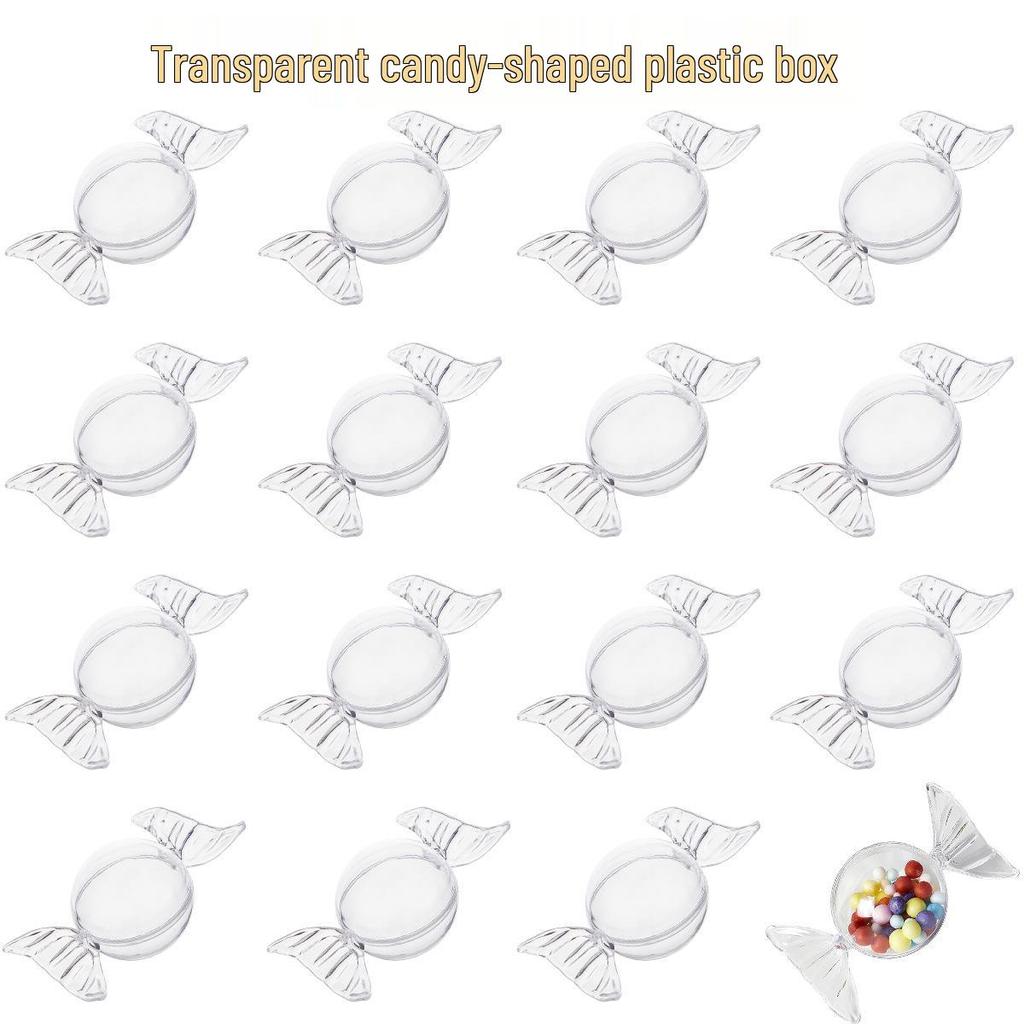 Mermaid Tail Candy-Shaped Transparent Box for Baby Shower - Cute, Creative Plastic Gift Box