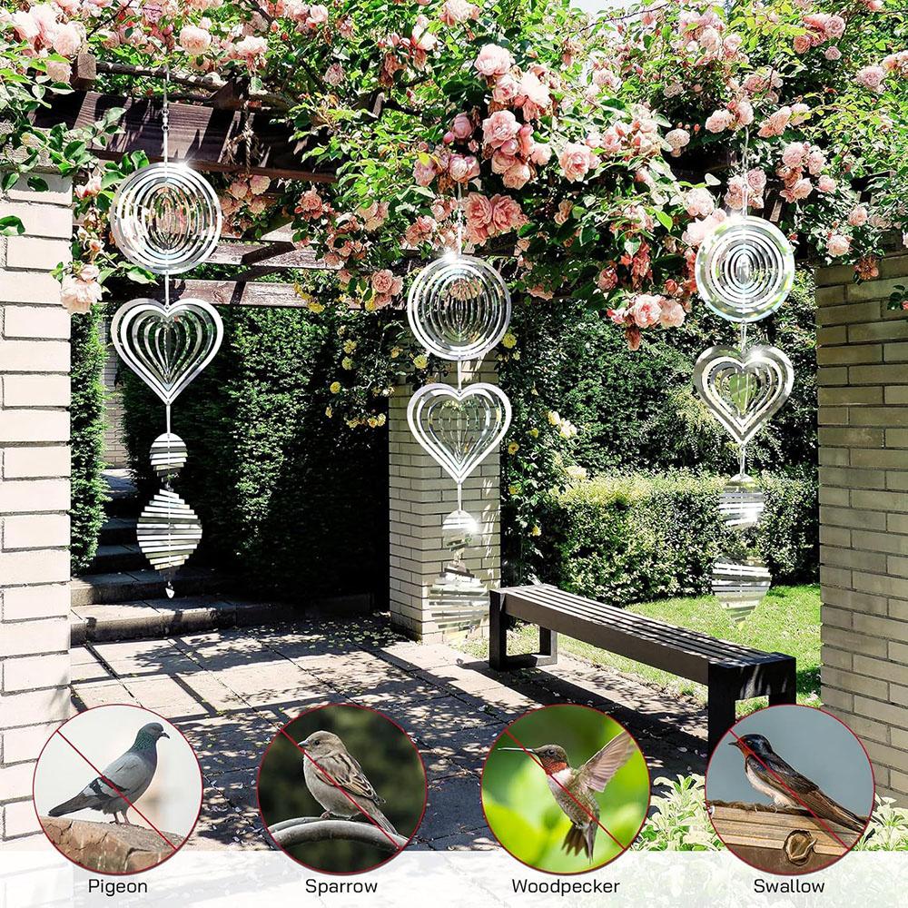 Heart Wind Spinner Wind Chimes Hanging Decorations Pendants Rotating Wind Chimes Garden Home Decor Metal Drip