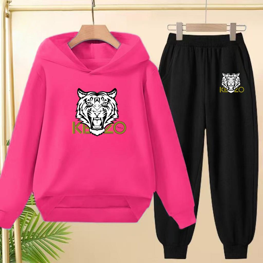 Children's 3-12Yrs Tiger print Pullover Hoodie Boys Girls Toddler Sweatshirt+Trousers Casual Fashion Charming Sports Jogging Set