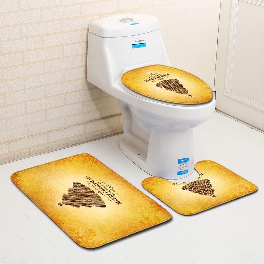 Christmas Bathroom Floor Mat Toilet Three-Piece Set