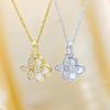 Luxurious Zirconia Inlaid Four-Leaf Clover Women's Necklace - Versatile Fashion Clavicle Chain
