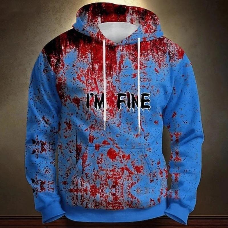Fashion Men's Hoodie Horror Bloody Patterns 3D Print Hoodies Spring And Autumn Street Casual Boy Sweatshirt Men's Oversized Top Clothing