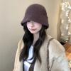Rabbit plush bucket hat women's new autumn and winter fashion versatile face small versatile big head circumference basin hat