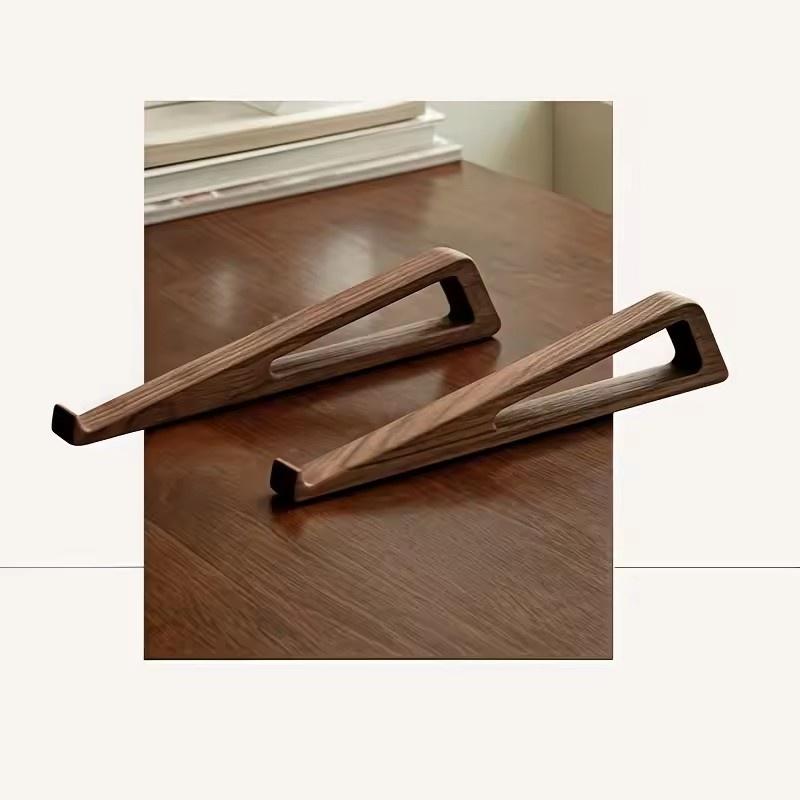 Portable Foldable Wooden Laptop Stand-Ergonomic 12° Adjustable Angle, Cooling Ventilation Triangular Design,Office Accessory